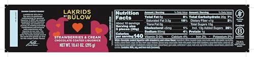 LAKRIDS BY BÜLOW - Strawberries & Cream - 10.4 oz - Chocolate Coated Gourmet Licorice - Sweet Licorice Core Coated in White Chocolate, Strawberries and Cream