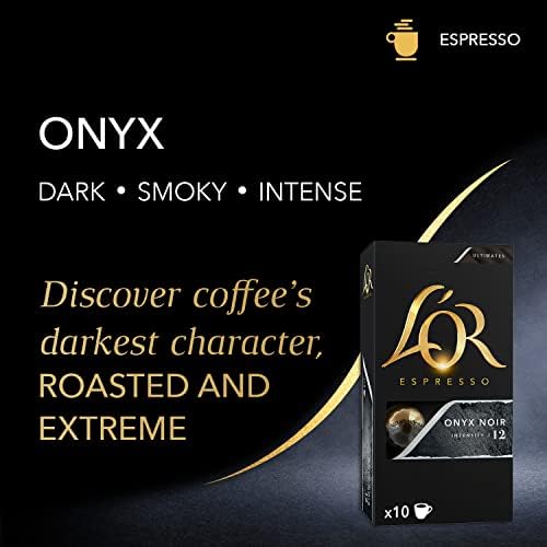 L'OR Espresso Capsules, 50 Count Onyx, Single-Serve Aluminum Coffee Capsules Compatible with the L'OR BARISTA System & *Nespresso Original Machines, 50 Count (Pack of 5)