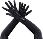 EXLATEX Latex Rubber Black Long Gloves Club Outfits Accessory Plus Size