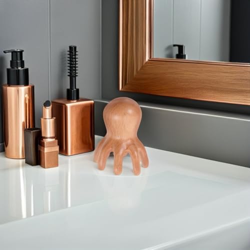 Didiseaon Octopus Head Massager Scalp: Octopus Scalp Massager Comb - Wood Massage Tool for Hair Care - Portable for Office and Travel Use