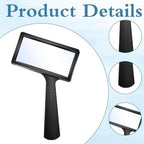 Magnifying Glass for Reading, Rectangle Large Viewing Area Handheld 10X Magnifying Glass Scratch Resistant Glass Lens Magnifier for Seniors Reading Observation Hobbies Repair