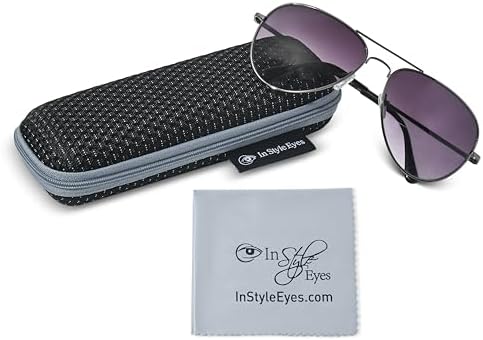 In Style Eyes C Moore Bifocal Reading Sunglasses - Wired Aviator Style Metal Frame Cheater Glasses - Non-Polarized Lens