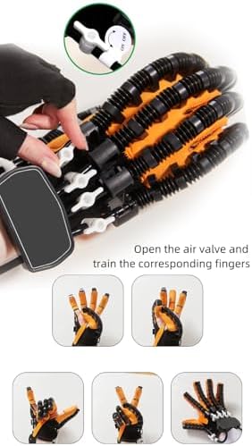 Rehabilitation Robot Glove for Stroke, Robotic Hand Stroke Recovery Equipment, Fingers Strength Training Device for Hemiplegia, Strength Adjustable (Right Hand-M)