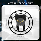 Dental Wall Clock – Tooth Design for Dental Office, Unique Dental Decor for Home & Office, Dentist Gift Idea, Black (12" Vinyl Record (Without Backlight))