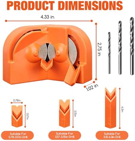 Drill Bit Sharpener, Drill Bit Sharpener for All Bits(5/64''- 5/8''), Multipurpose Drill Bits Grinding Sharpener, Portable Drill Grinder Grinding Tool, Powered by Electric Drills