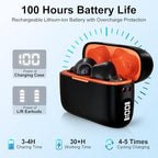Hearing Aids, Miniature Hearing Amplifiers for Adults with Noise Cancelling,Rechargeable Hearing Aids for Seniors with Crystal Clear Sound, and LEDPower Display (Black-orange)