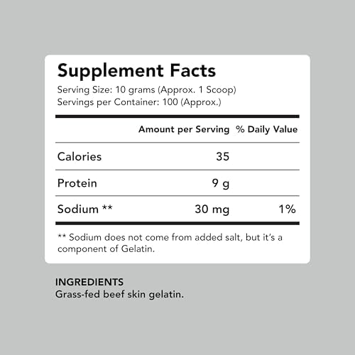 AMANDEAN Premium Gelatin Powder XL. Grass-Fed Beef Collagen Protein Supplement. Unflavored. Healthy Skin, Hair, Nails, & Gut. Paleo Friendly Cooking and Baking. 18 Amino Acids. Non-GMO.