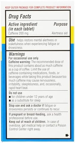 Equate 200mg Caffeine Tablets 80 Count - Alertness Aid - Includes Sticker