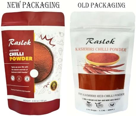 Raslok 100% Pure Kashmiri Chilli Powder 100gm - 3.52oz (Deggi Mirch, Low Heat) || Ground Indian Spices || Indian Origin || Traditional & all natural Indian Spice blend