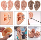 3 Pairs Silicone Ear Model - Flexible Fake Ear in 3 Colors - Soft Realistic Ear Model for Professional and Beginners Piercing Practice,Earring Jewelry Display Props Acupuncture Teaching Tool