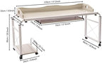 CNCEST Overbed Table with Wheels, 21.7 "~33.5" Height Adjustable Cross-bed Stretchable Lazy Computer Desk Height Adjustable Rolling Bed Desk Mobile Multi-Functional Table or Bedroom, Living Room