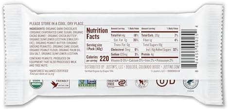 JUSTIN'S Organic Dark Chocolate Peanut Butter Cups, 12 Pack (2 cups each)