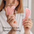 Scienlodic 2 Pcs Gua Sha Massage Tools for Face & Body (Pink, Resin) - Guasha Scraping Tool for Jawline Contouring, Puffiness Reduction, Neck, Shoulders, Arms & Calves Relaxation