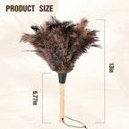 2pcs Ostrich Feather Dusters，Reusable Feather Duster with Wood Handle, Ostrich Feather Dusters for Cleaning, Office, Home, Car(Length13”