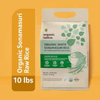 Organic Tattva Sonamasuri Rice (10 lbs) - Organic Short Grain Rice - No Additive - Vegan - Kosher - Non GMO - Gluten Free - USDA Certified