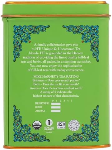 Harney Sons Organic Supreme Green, HT Tin 20 Sachets 1.4 oz 40 g
