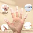 12 Pcs Gel Finger Cots with Air Holes, Breathable Silicone Finger Protectors Fingers Gloves Covers Bandages Thumb Nail Tips Protector Caps for Wound Healing Cracking Arthritis Toe Fingers Pain Relief