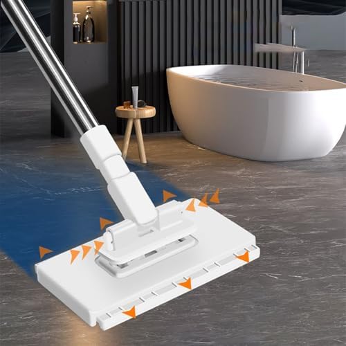 Automatic Cloth Changing Mini Mop, Hands-Free, Disposables Dust Mop with 4 Reusable Cloths, Detachable Press Clamp Wipes Cleaner Aid, Household Washing Accessory for Floor Wall Bathroom Kitchen