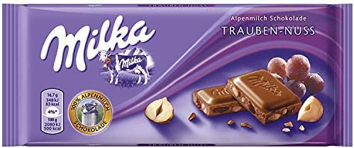 Milka Alpine Milk Chocolate with Raisins and Hazelnuts, 3.52-Ounce Bars (Pack of 10)