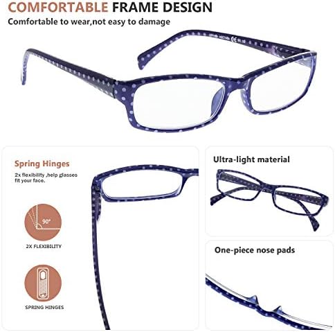Eyekepper 4 Pack Reading Glasses Polka Dots Pattern Stylish Readers for Women Reading +2.25