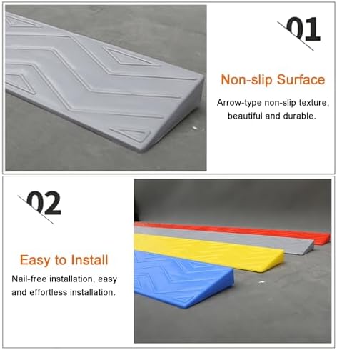 Rise Threshold Ramp, 1-10cm Portable Threshold Ramps, Ramps for Wheelchair Scooter Sweeping Robot, Non-Slip Textured Surface, for Bike, Wheelchair, Cleaning, Robot, Garage, Warehouse (Color : Yellow