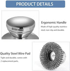 Onewly 2Pack Steel Wool Scrubber Set, Stainless Steel Scrubber with Stainless Steel Handle, for Cleaning Dishes, Cast Iron, Stock Pots, Pans, Griddles, Grills