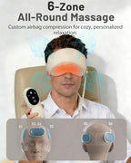 Sleep Mask with Heat,4 Modes 3 Temperature Settings,6 Airbags Compression Head and Eye Massager,Eye Care Device with Remote Control, Portable Relaxation for Home Travel Office Use (Creamy White)