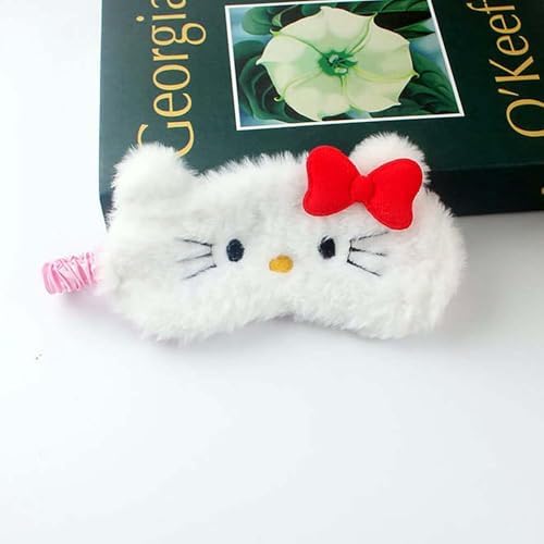 Kawaii Anime Plush Sleep Eye Mask, Cute Cartoon Animal Blackout Sleeping Eye Cover for Girls Women Kids (Cat)