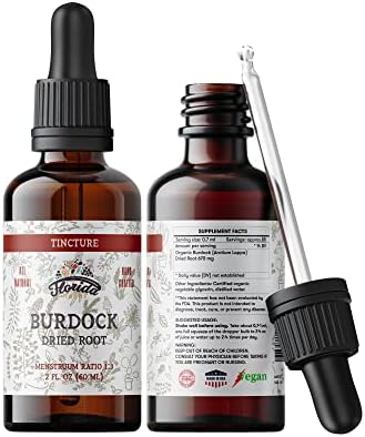 Burdock Tincture, Organic Burdock Extract Dried Root (Arctium Lappa) Burdock Drops, Non-GMO in Cold-Pressed Organic Vegetable Glycerin 2 oz, 670 mg