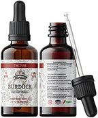 Burdock Tincture, Organic Burdock Extract Dried Root (Arctium Lappa) Burdock Drops, Non-GMO in Cold-Pressed Organic Vegetable Glycerin 2 oz, 670 mg