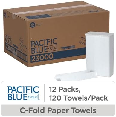 Pacific Blue Select Premium 2-Ply C-Fold Paper Towels by GP PRO (Georgia-Pacific) , White, 23000, 120 Towels Per Pack, 12 Packs Per Case