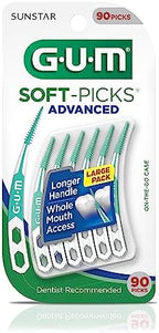 GUM Soft-Picks Advanced, Dental Picks for Teeth Cleaning and Gum Health, Disposable Interdental Brushes with Convenient Carry Case, Dentist Recommended Dental Picks, 90 Count (Pack of 3) 270 Total