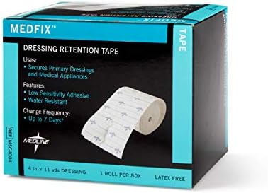 Medline MedFix Dressing Retention Tape with S-Release Liner, Secures Primary Dressings and Medical Appliances, 4" x 11 yd