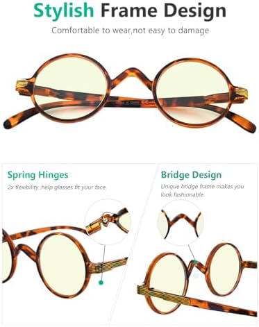 Eyekepper Round Blue Light Blocking Reading Glasses Women Men - Blocking UV Ray Computer Readers - Brown/Tortoise +2.50