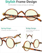 Eyekepper Round Blue Light Blocking Reading Glasses Women Men - Blocking UV Ray Computer Readers - Brown/Tortoise +2.50