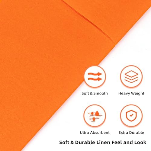 KAMMAK Napkins Disposbale 100 Pack Orange Cloth like Paper Dinner Napkins with Pocket Folded Wedding Napkin Guest Hand Towels for Party Reception, Bathroom, Kitchen, Restaurants (16.5 x 16.5 inch)