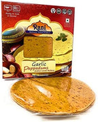 Rani Pappadums (Indian Lentil Wafer Snack) Garlic Papad 7oz (200g) Approximately 15pc, 7 inches ~ All Natural | Gluten Friendly | NON-GMO | Vegan | Indian Origin