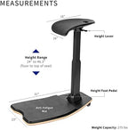 VIVO Ergonomic Leaning Perch Chair with Anti-Fatigue Mat, Standing Desk Stool, Height Adjustable Home Office Posture Seat, Black, CHAIR-S02M