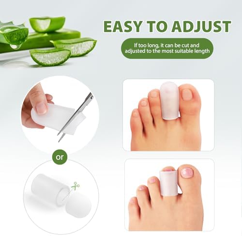 Bukihome Silicone Toe Protectors - 12 Pack Gel Toe Sleeves Toe Protectors - Toe Caps with Aloe Vera Essential Oils - Toe Cushions for Pain Relief, Toe Protection for Corns, Calluses (8L + 4S)