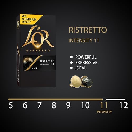 L'OR Espresso Capsules, 10 Count Ristretto, Single-Serve Aluminum Coffee Capsules Compatible with the L'OR BARISTA System & *Nespresso Original Machines, 10 Count (Pack of 1)