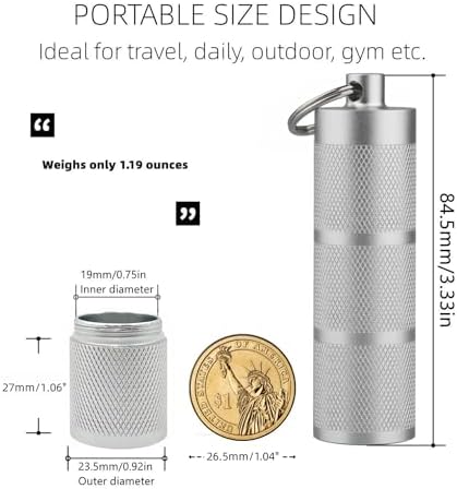 Waterproof Keychain Pill Holder - Compact, Portable, and Secure Pill Box with 3 Compartments - Pocket-Sized Pill Case and Container for Daily Medication on the Go, Sliver
