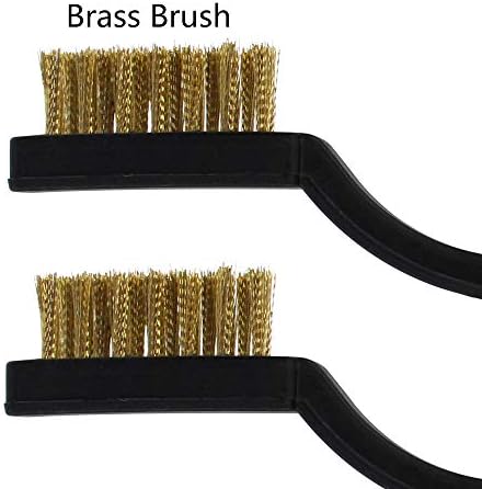 Topbuti 15 Pcs Mini Brass Wire Brush Set for Cleaning Welding Slag Rust, Wire Bristle Scratch Brush Set, Curved Handle Brushes (Brass)