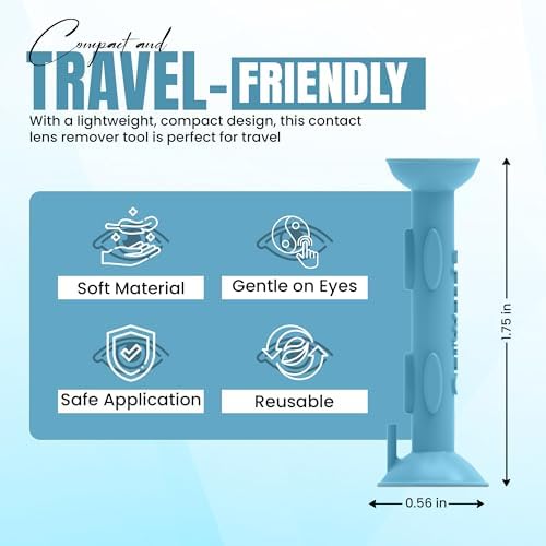 OptiWand - Portable Soft Contact Lens Removal & Insertion Tool - Silicone Rubber Eye Lens Inserter & Remover Device with Pincher End & Finger Grips - Safe & Easy to Use, Travel Size – 1.75"