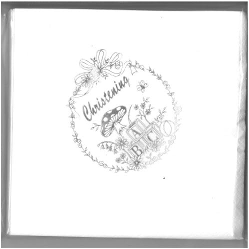 shop inc Pack of 15 Luxury Christening Toadstool Design Silver Foil Finished Large Napkins (3 Ply)