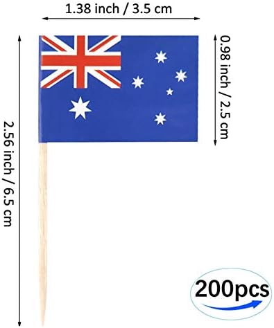 JBCD Australia Toothpick Flag Australian Mini Small Cupcake Topper Flags, 200pcs