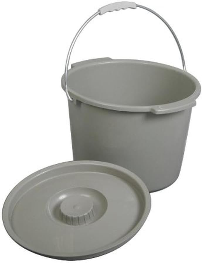 Medline MDS80306B Commode Buckets with Handle and Lid (Pack of 6)