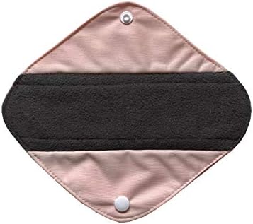 5 Pieces Charcoal Bamboo Mama Cloth/Menstrual Pads/Reusable Sanitary Pads (Light Pink, Pantyliner (8 inch))