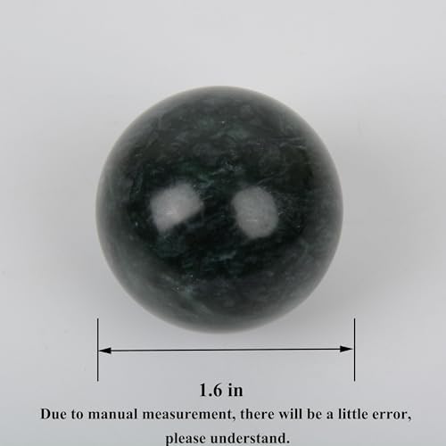 Natural Marble Baoding Balls from Traditional Chinese Health Care Balls,2 Pack 1.6-inch Massage Balls for Hand Massage,Meditation,Stress Relief (Green with Base) (Green, 1.57)
