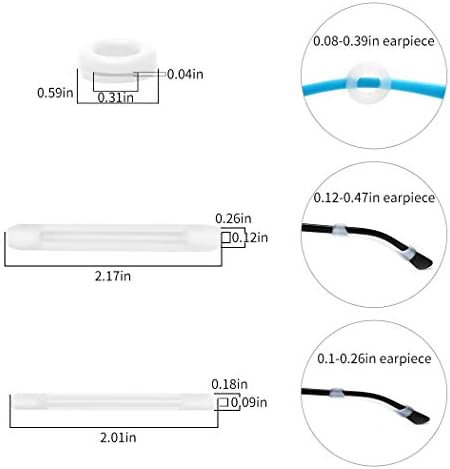 Eyeglasses Silicone Ear Hooks Retainers, Anti-Slip Holder Stoppers, Temple Tips Sleeve Retainer, Spectacle Stay for Eyeglasses, Sunglasses, Reading Glasses (White)