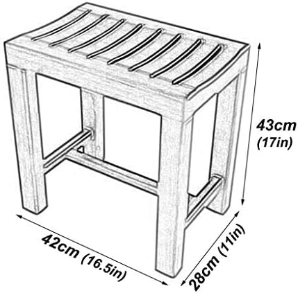 Waterproof Bathroom Stool for Elderly Bath Chair Wood Shower Bench Adult Non-Slip Wooden Shower seat Bathtub Spa Change Shoes Stool, 42×28×43cm